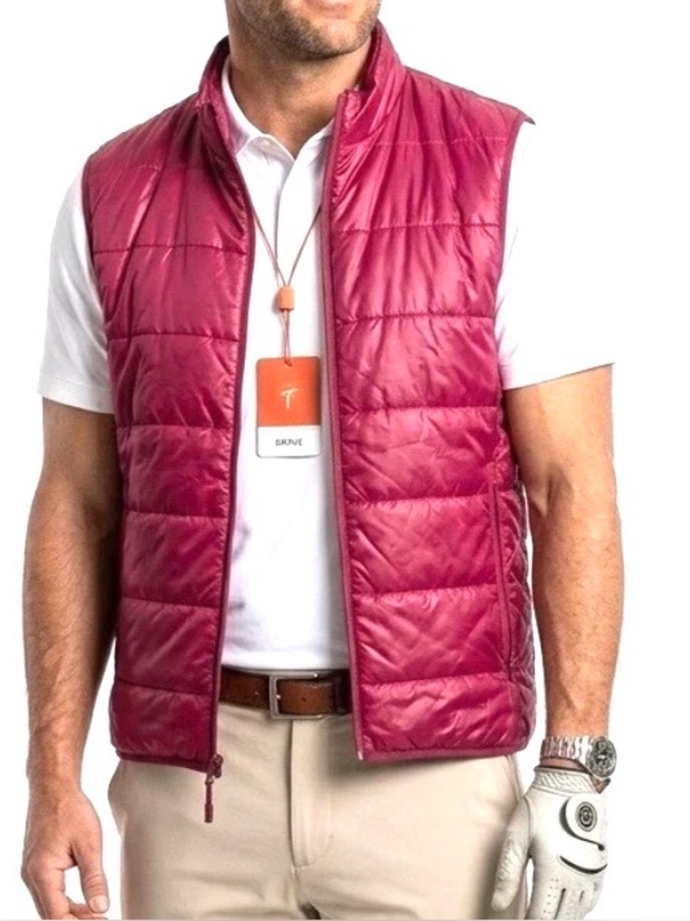 Redvanly Bolton Vest Sangria (Raspberry Mens M NWT Lightweight Quilted MSRP $275